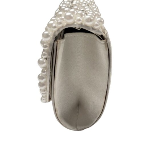 Simon Chang Pearl and Crystal Studded Evening Cocktail Wedding White Purse - Picture 10 of 16